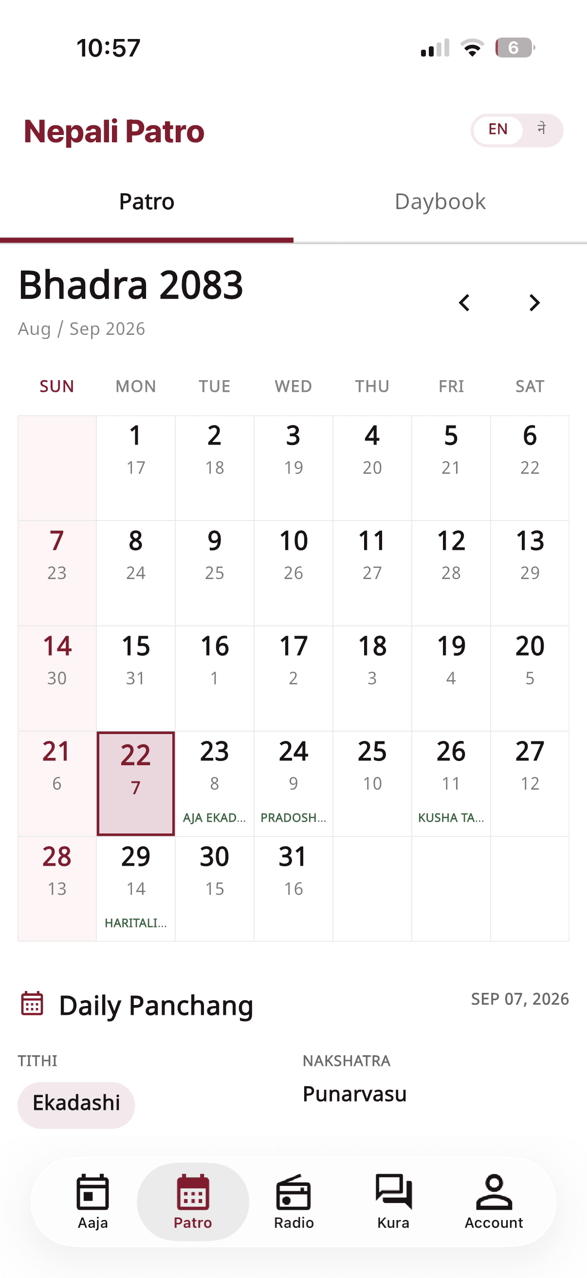 The Bikram Sambat month, laid out plainly